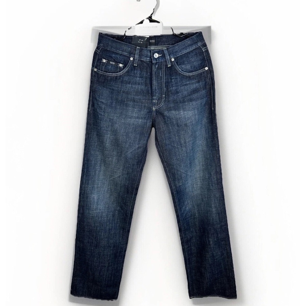 NWT Boss Hugo Boss Mens 30x34 Dark Denim Jeans Jacksons Relaxed‎ Comfort Fit